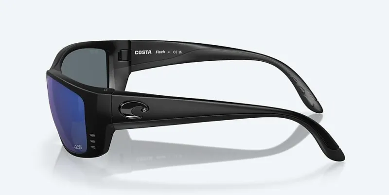 Costa Sunglasses>Fisch Readers Matte Black Frame With Blue Mirror Lens 580P Polarized Sunglasses