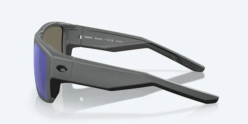 Costa Sunglasses>Taxman Matte Gray Frame with Blue Mirror Lens 580G Polarized Sunglasses