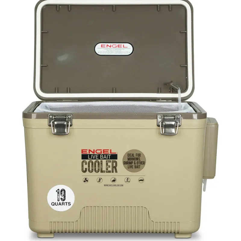 Engel Tackle Boxes & Storage>19 Quart Live Bait Pro Cooler with AP3 Rechargeable Aerator & Stainless Hardware