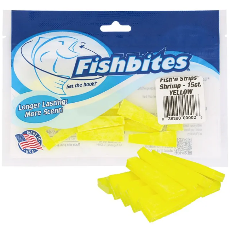 Fishbites Soft Baits>Longer Lasting Fish'n Strips Shrimp Scented Soft Baits