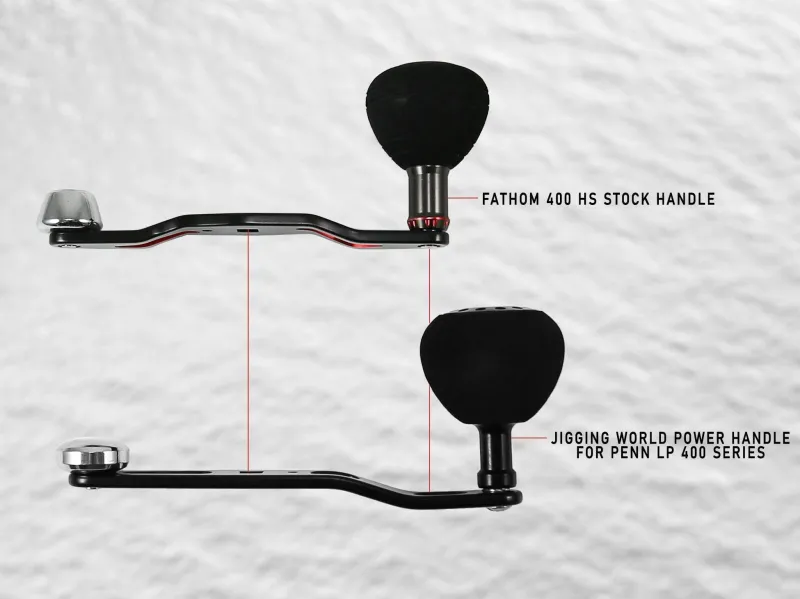 Jigging World Penn Power Handles>- Power Handles for Penn Squall 400 & Fathom 400 Low Profile Reels