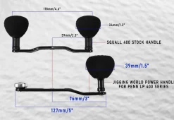 Jigging World Penn Power Handles>- Power Handles for Penn Squall 400 & Fathom 400 Low Profile Reels