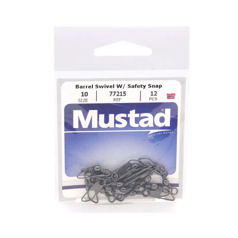 Mustad Swivels & Snaps>Barrel Swivels with Safety Snap
