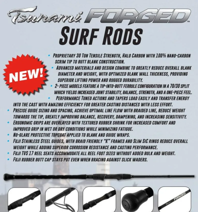 Tsunami Casting>2024 Forged Surf Spinning Rods